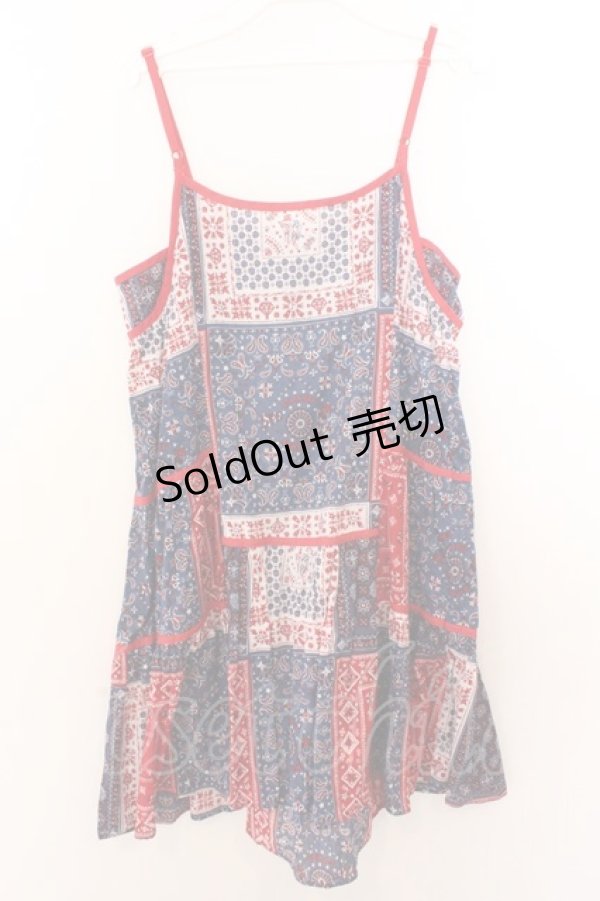 画像2: Candy Stripper / バンダナ柄キャミワンピース 2 レッド系 O-26-02-19-1029-PU-OP-OW-OS (2)