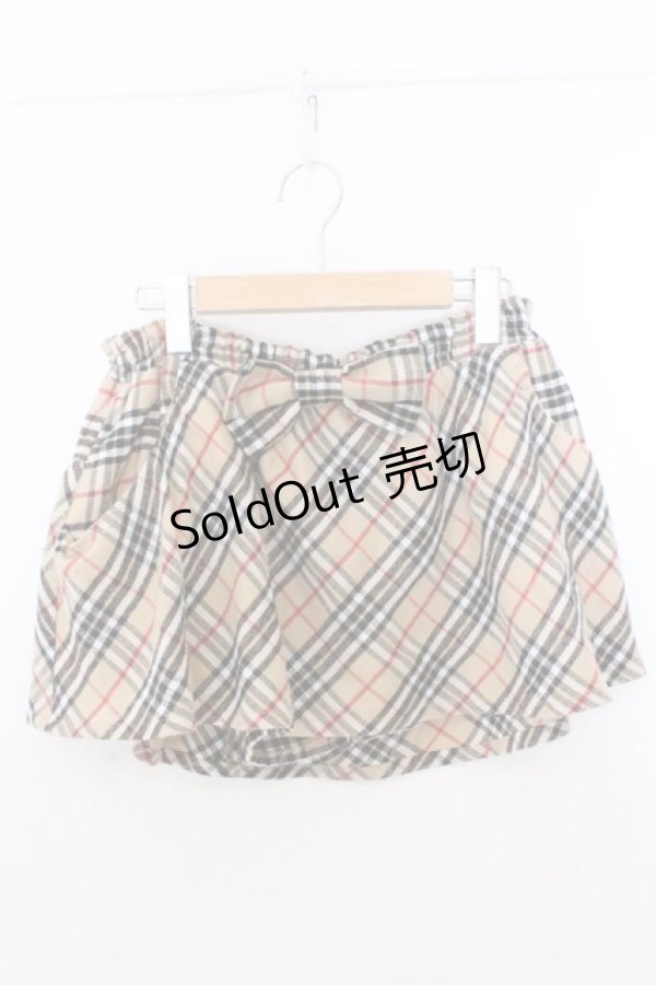 画像1: Candy stripper / リボンチェックスカパン 2 ベージュ O-26-02-19-1031-0-PA-OW-OS (1)