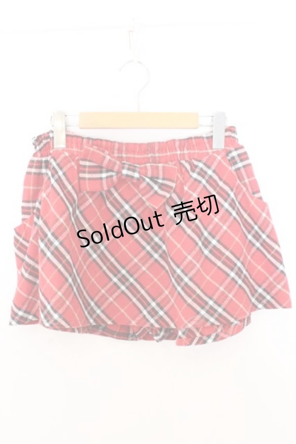 画像1: Candy stripper / リボンチェックスカパン 2 レッド O-26-02-19-1034-0-PA-OW-OS (1)