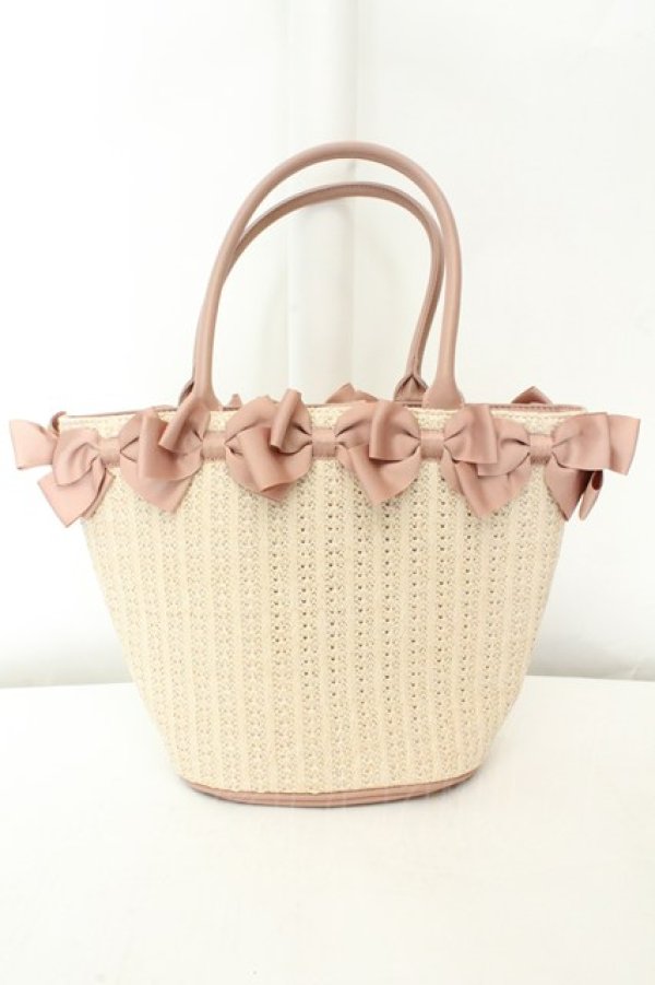 画像1: m petit by misako / AMリボンツキカゴトート  ピンク O-26-02-19-070-0-BG-OW-OS (1)