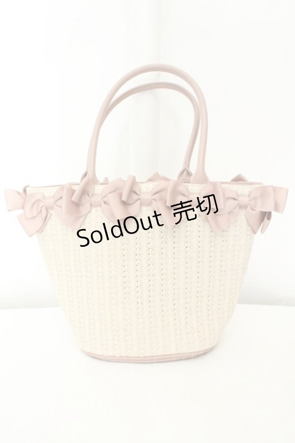 画像1: m petit by misako / AMリボンツキカゴトート  ピンク O-26-02-19-070-0-BG-OW-OS (1)