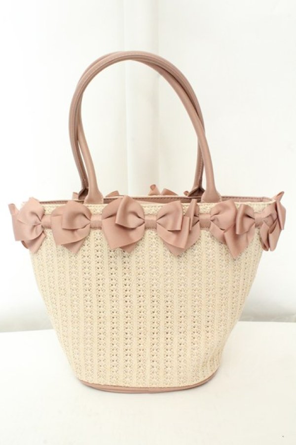 画像2: m petit by misako / AMリボンツキカゴトート  ピンク O-26-02-19-070-0-BG-OW-OS (2)