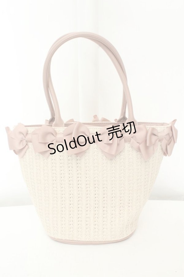 画像2: m petit by misako / AMリボンツキカゴトート  ピンク O-26-02-19-070-0-BG-OW-OS (2)