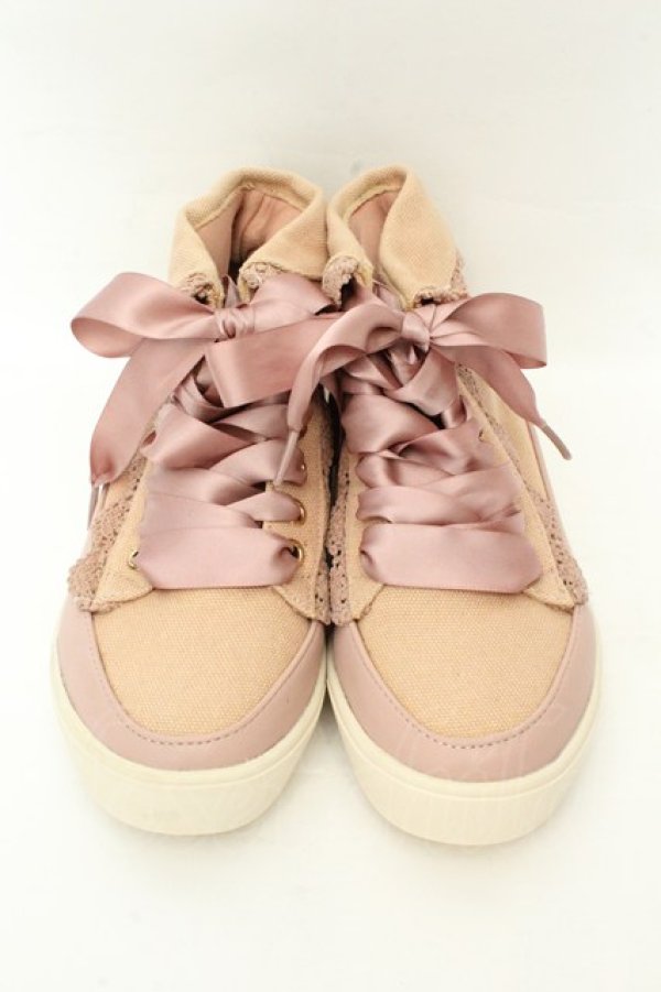 画像1: axes femme / 折り返しレーススニーカー S ピンク O-26-02-19-073-AX-SH-OW-OS (1)