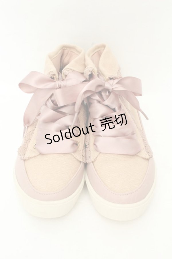 画像1: axes femme / 折り返しレーススニーカー S ピンク O-26-02-19-073-AX-SH-OW-OS (1)