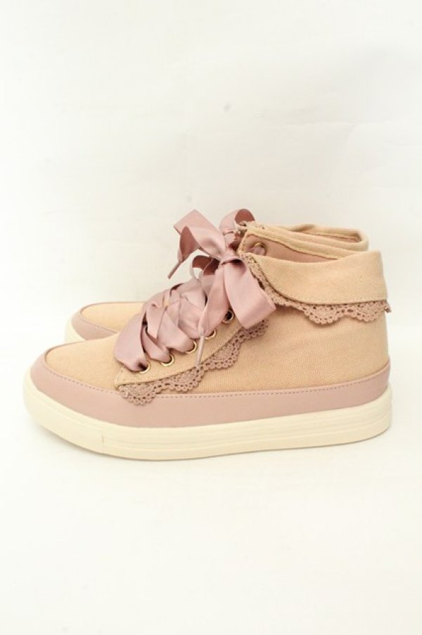 画像2: axes femme / 折り返しレーススニーカー S ピンク O-26-02-19-073-AX-SH-OW-OS (2)