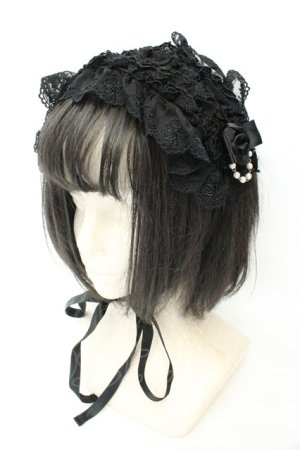 画像: metamorphose / チュールレースヘッドドレス（パールチェーン）  クロ O-26-02-19-079-ME-AC-OW-OS