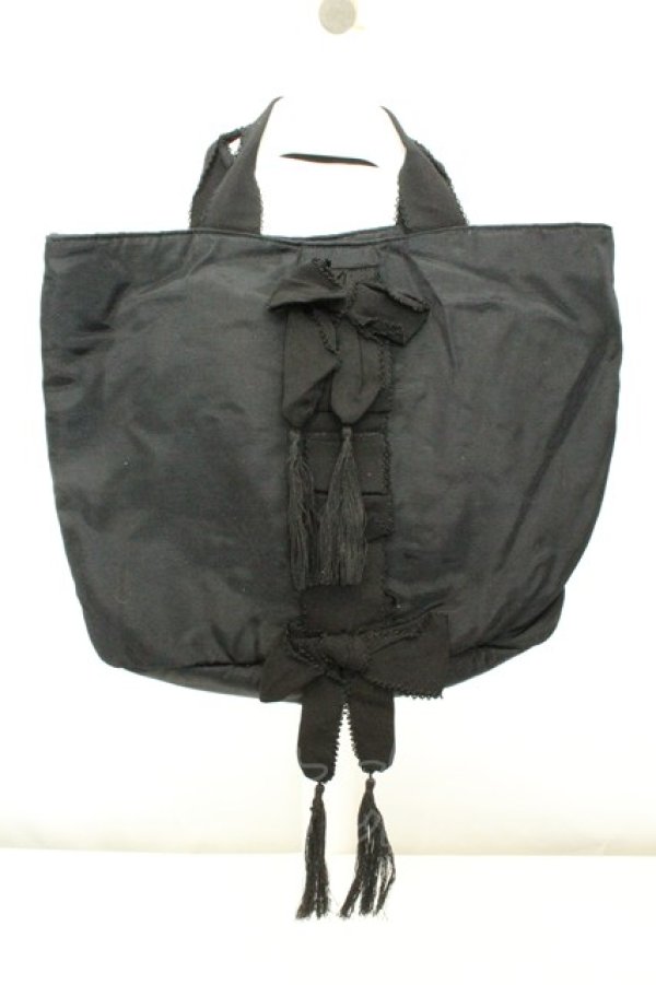 画像1: KANEKO ISAO / グログランリボントートバッグ  クロ O-26-02-19-008-EL-BG-IG-OS (1)