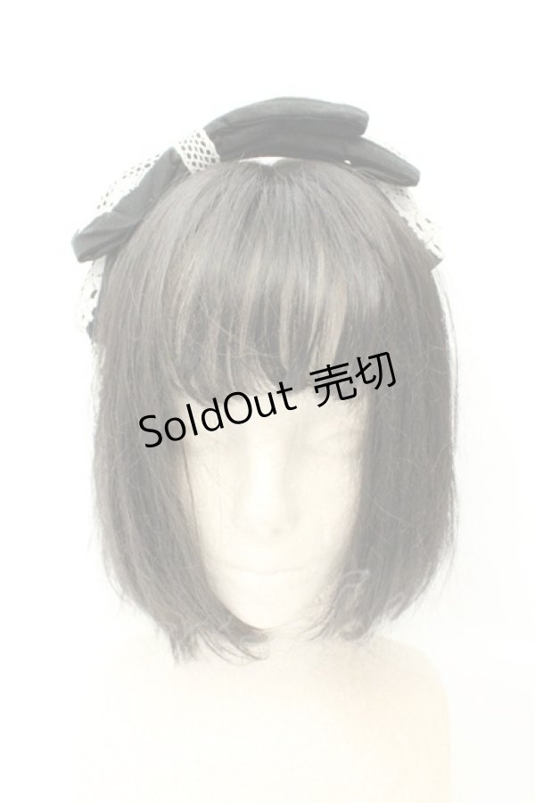 画像2: metamorphose / クラシカルリボンカチューシャ  クロ×シロ O-26-02-18-080-ME-AC-OW-OS (2)