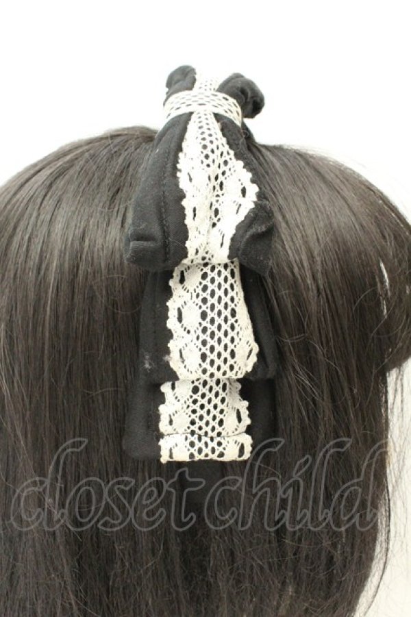 画像3: metamorphose / クラシカルリボンカチューシャ  クロ×シロ O-26-02-19-080-ME-AC-OW-OS (3)