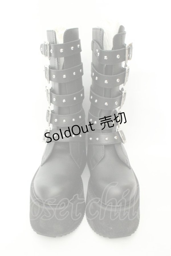 画像2: HYSTERIC GLAMOUR / プラットフォームバックルブーツ 25cm ブラック O-26-02-19-084-PU-SH-IG-ZT0220B (2)