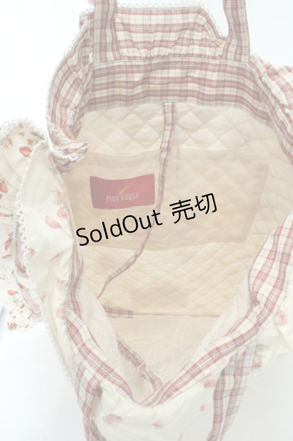 画像4: PINK HOUSE / いちごパッチワークトートバッグ  生成り×アカ O-26-02-19-010-LO-BG-IG-OS (4)