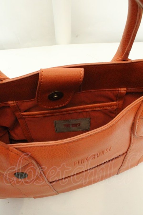 画像3: PINK HOUSE / ロゴ型押し合皮バッグ  オレンジ O-26-02-19-011-LO-BG-IG-OS (3)