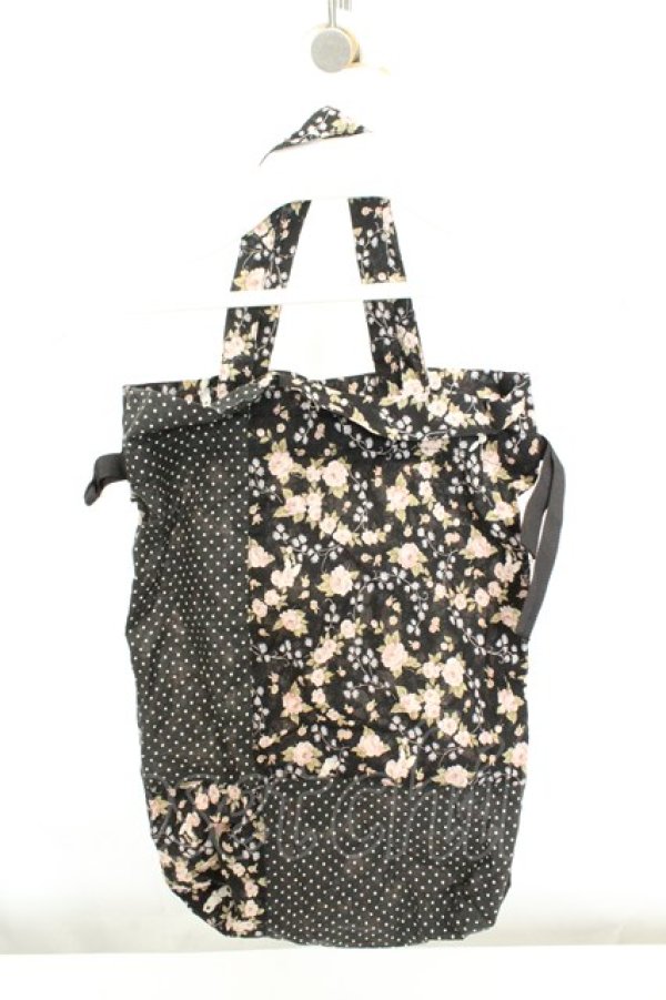 画像3: PINK HOUSE / ローズ柄巾着ミニバッグ  クロ O-26-02-19-015-LO-BG-IG-OS (3)