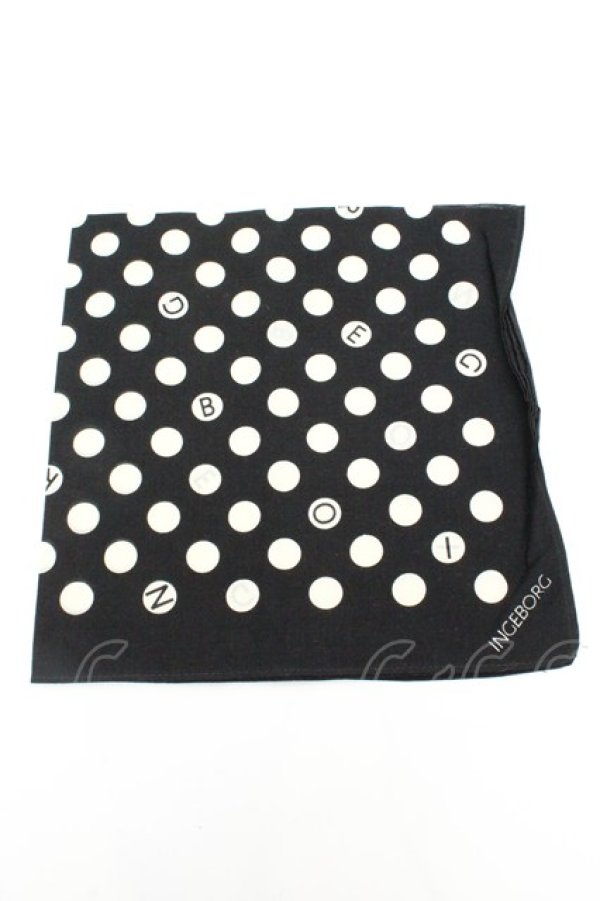 画像1: INGEBORG / ドットハンカチーフ  クロ O-26-02-19-023-LO-ZA-IG-OS (1)