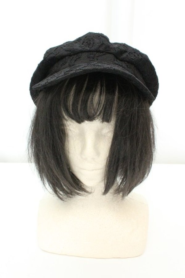 画像1: axes femme POETIQUE / プレート付きレースキャスケット 57.5cm クロ O-26-02-19-032-AX-AC-IG-OS (1)