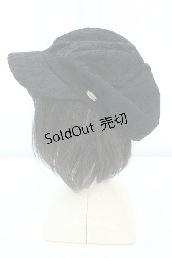 画像2: axes femme POETIQUE / プレート付きレースキャスケット 57.5cm クロ O-26-02-19-032-AX-AC-IG-OS (2)