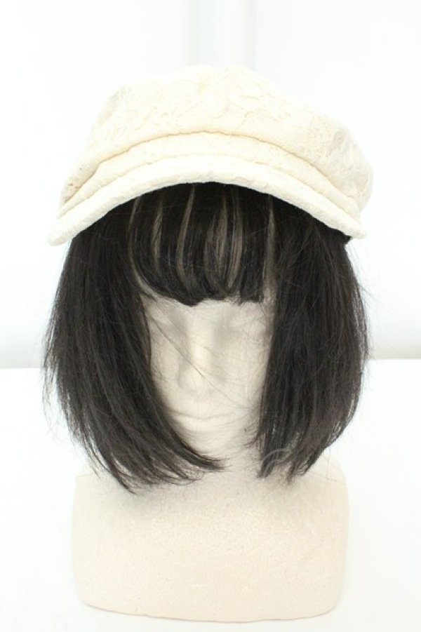 画像1: axes femme POETIQUE / プレート付きレースキャスケット 57.5cm アイボリー O-26-02-19-033-AX-AC-IG-OS (1)