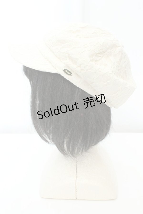 画像2: axes femme POETIQUE / プレート付きレースキャスケット 57.5cm アイボリー O-26-02-19-033-AX-AC-IG-OS (2)