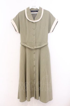 画像: an another angelus / 配色パイピングショールカラーワンピース  グリーン O-26-02-21-024-CA-OP-IG-OS