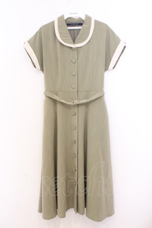 画像1: an another angelus / 配色パイピングショールカラーワンピース  グリーン O-26-02-21-024-CA-OP-IG-OS (1)