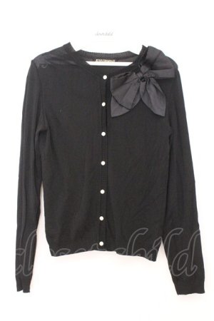 画像: JESUS DIAMANTE / サテンリボンカーディガン  クロ O-26-02-21-032-JE-TO-IG-OS