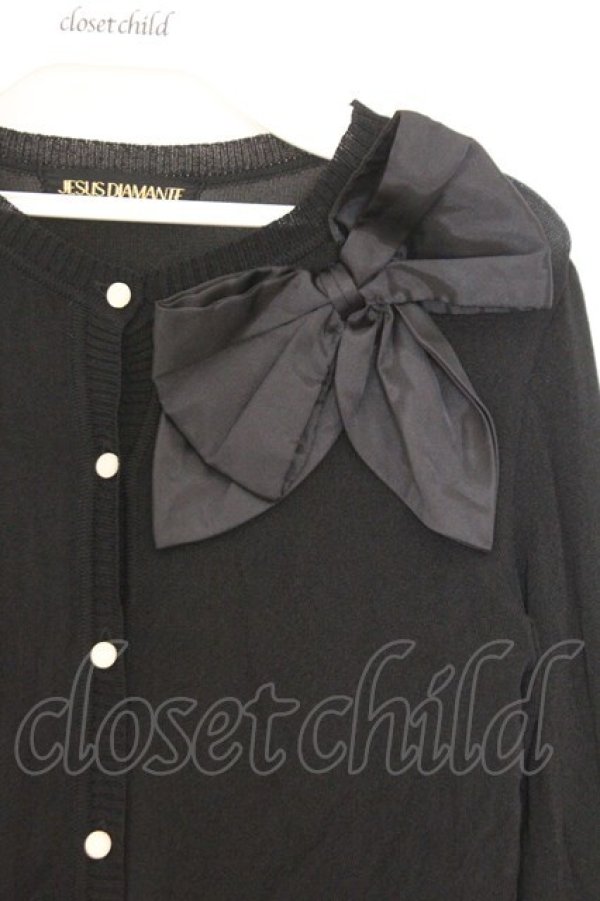 画像2: JESUS DIAMANTE / サテンリボンカーディガン  クロ O-26-02-21-032-JE-TO-IG-OS (2)