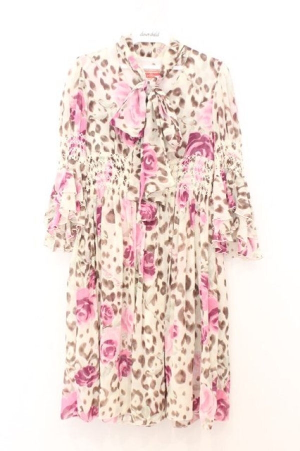 画像1: JESUS DIAMANTE / スカーフワンピース 40 ヒョウ薔薇 O-26-02-21-045-JE-OP-IG-OS (1)