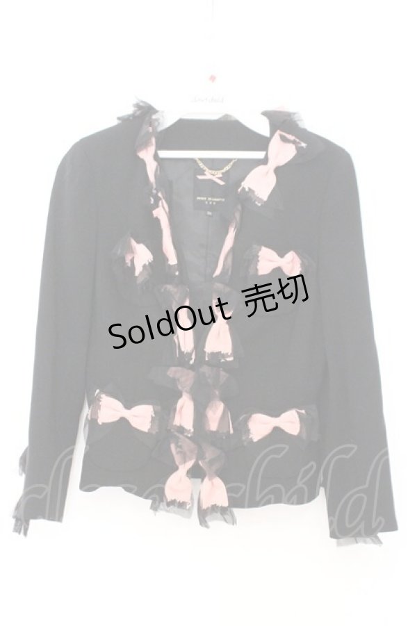 画像1: JESUS DIAMANTE / リボンジャケット 38 クロ×ピンク O-26-02-21-048-JE-JA-IG-OS (1)