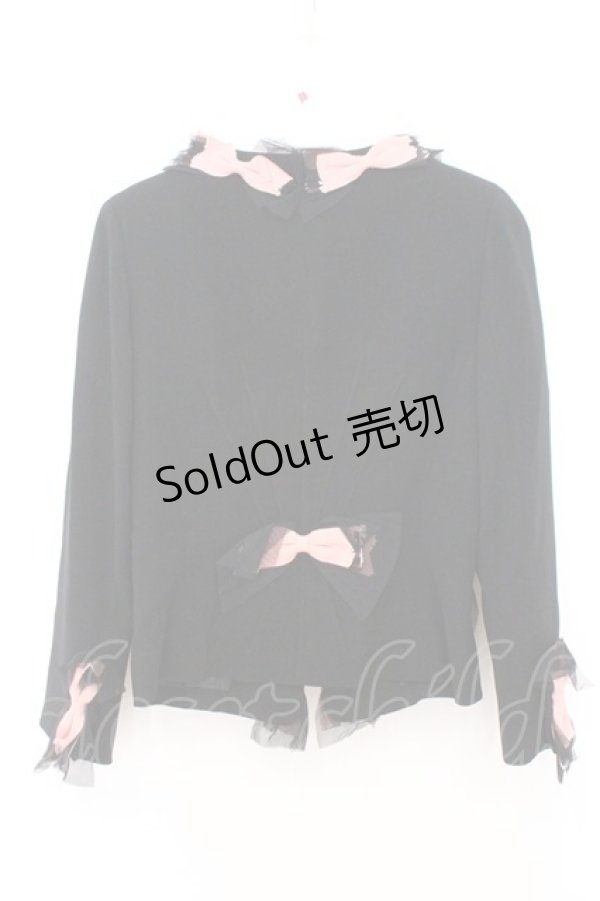 画像4: JESUS DIAMANTE / リボンジャケット 38 クロ×ピンク O-26-02-21-048-JE-JA-IG-OS (4)