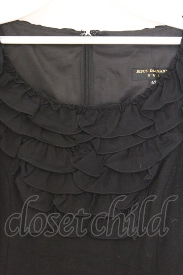 画像2: JESUS DIAMANTE / ミシュランディナーワンピース 42 無地クロ O-26-02-21-060-JE-OP-IG-OS (2)