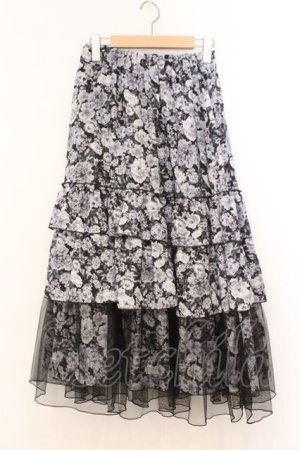 画像: axes femme / フルールPTティアードスカート  クロ O-26-02-21-062-AX-SK-IG-OS