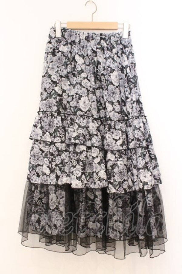 画像1: axes femme / フルールPTティアードスカート  クロ O-26-02-21-062-AX-SK-IG-OS (1)