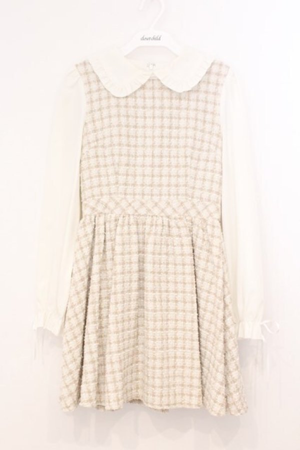 画像1: evelyn / ツイード風ワンピース  アイボリー O-26-02-21-068-LO-OP-IG-OS (1)