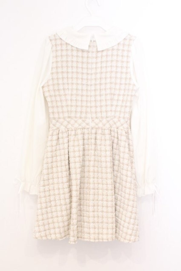 画像3: evelyn / ツイード風ワンピース  アイボリー O-26-02-21-068-LO-OP-IG-OS (3)