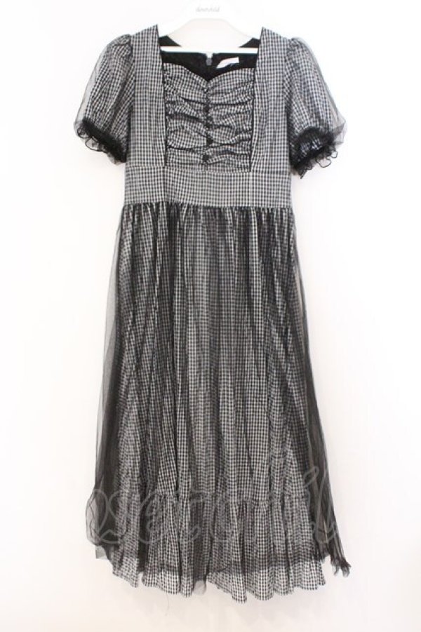 画像1: evelyn / ふわっとギャザーロングワンピース  クロ×シロ O-26-02-21-070-LO-OP-IG-OS (1)