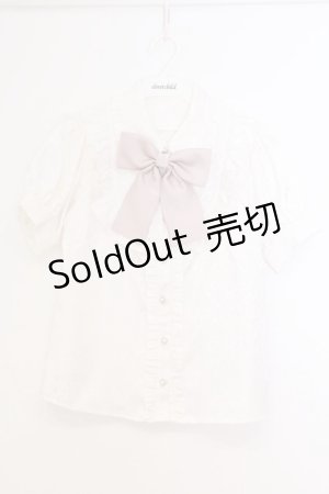 画像: Ank Rouge / ジャガードパフブラウス  シロ×ピンク O-26-02-21-072-CA-BL-IG-OS