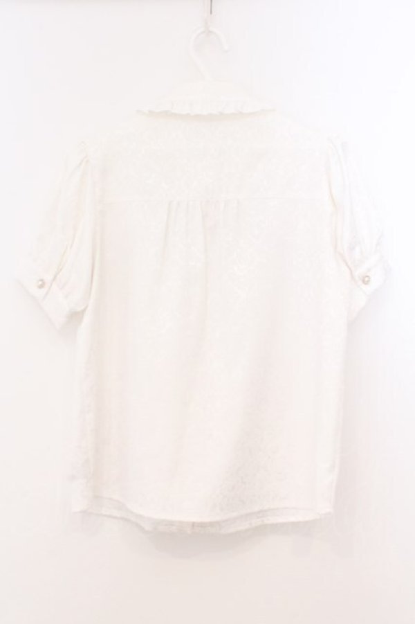 画像3: Ank Rouge / ジャガードパフブラウス  シロ×ピンク O-26-02-21-072-CA-BL-IG-OS (3)