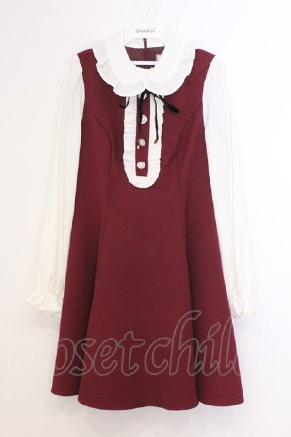 画像1: Ank Rouge / 配色フレアーワンピース  ワイン×オフシロ O-26-02-21-073-CA-OP-IG-OS (1)