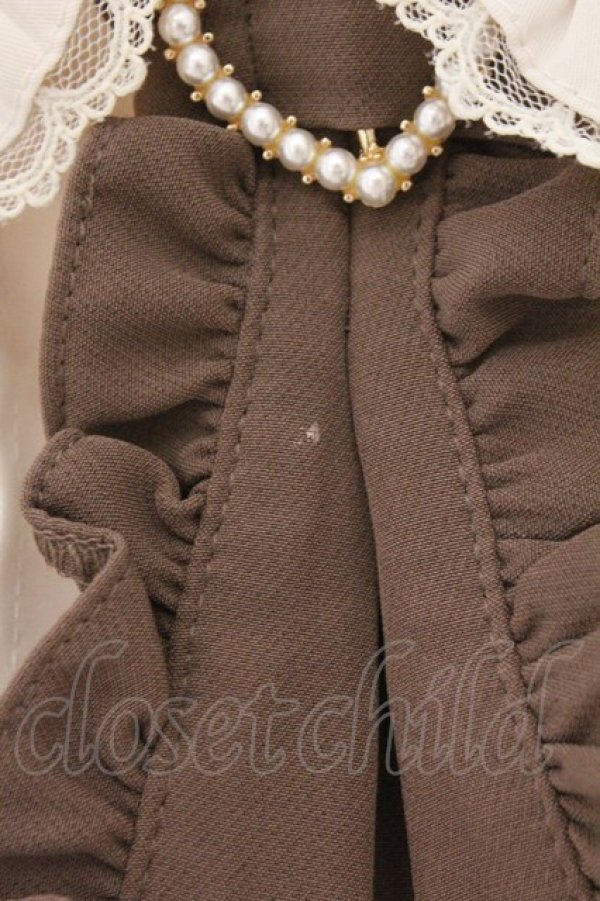 画像3: Honey Cinnamon / フリルネクタイブラウス  アイボリー×ブラウン O-26-02-21-074-LO-BL-IG-OS (3)