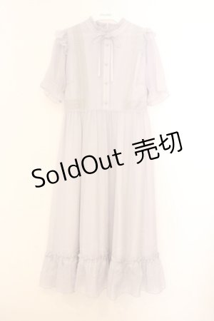 画像: evelyn / 肩フリルリボンシアーロングワンピース  グレー O-26-02-21-077-LO-OP-IG-OS