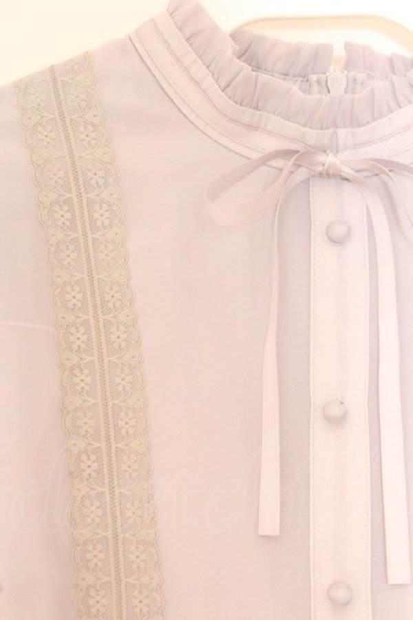 画像2: evelyn / 肩フリルリボンシアーロングワンピース  グレー O-26-02-21-077-LO-OP-IG-OS (2)