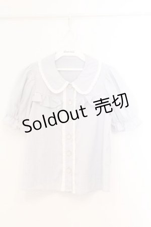 画像: evelyn / チュールパフスリーブブラウス  ピンク×サックス O-26-02-21-082-LO-BL-IG-OS