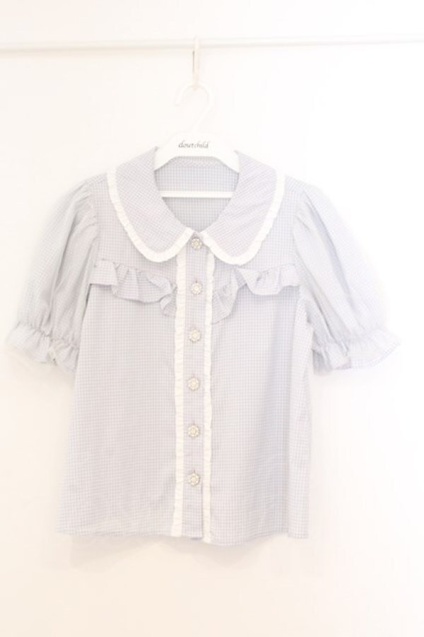 画像1: evelyn / チュールパフスリーブブラウス  ピンク×サックス O-26-02-21-082-LO-BL-IG-OS (1)