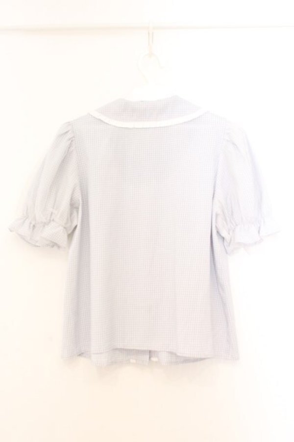 画像3: evelyn / チュールパフスリーブブラウス  ピンク×サックス O-26-02-21-082-LO-BL-IG-OS (3)