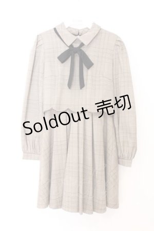 画像: Rojita / チェックカラーリボンワンピース  ブラウン O-26-02-21-084-LO-OP-IG-OS