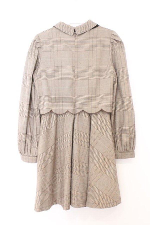 画像2: Rojita / チェックカラーリボンワンピース  ブラウン O-26-02-21-084-LO-OP-IG-OS (2)