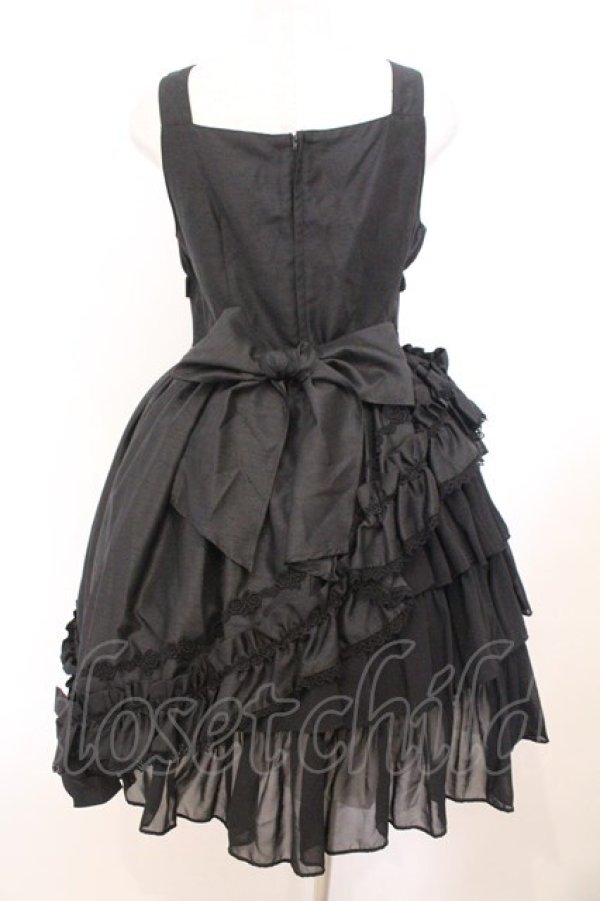 画像5: ALICE and the PIRATES / ギャザーシフォンジャンパースカート  クロ O-26-02-21-008-PA-OP-IG-OS (5)