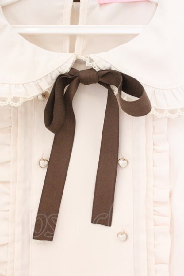 画像2: Honey Cinnamon / ダブルボタンブラウス  アイボリー×ブラウン O-26-02-21-088-LO-BL-IG-OS (2)