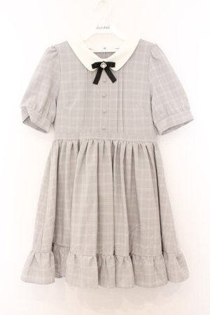 画像: evelyn / Vフリルタック襟ワンピース  グレー O-26-02-21-092-LO-OP-IG-OS